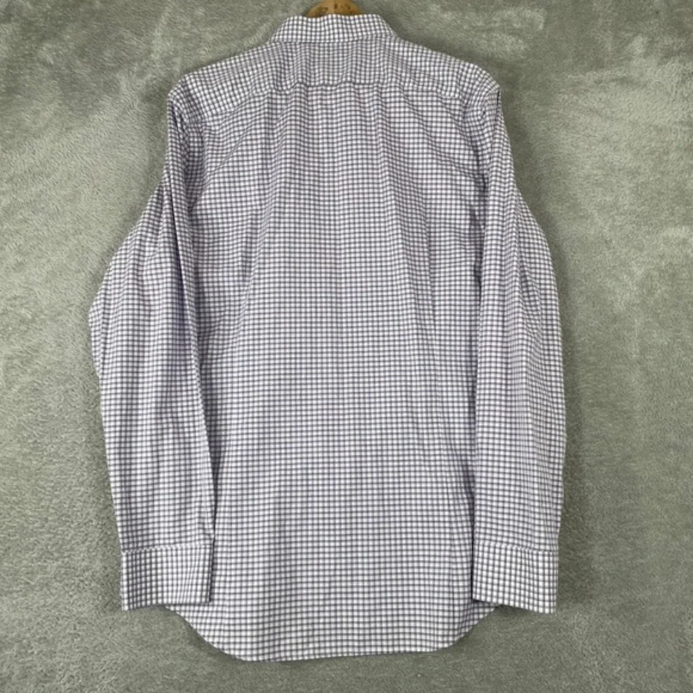 Banana Republic Button Up Shirt Men Large Purple Check Long Sleeve Non Iron Slim